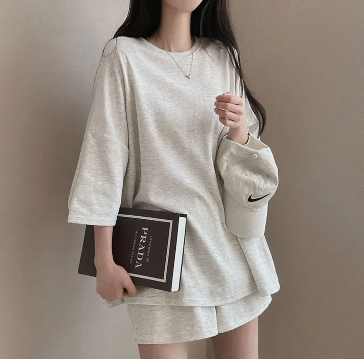 パンツセットアップ ゆったりオーバーサイズ上下セット半袖ショートパンツ