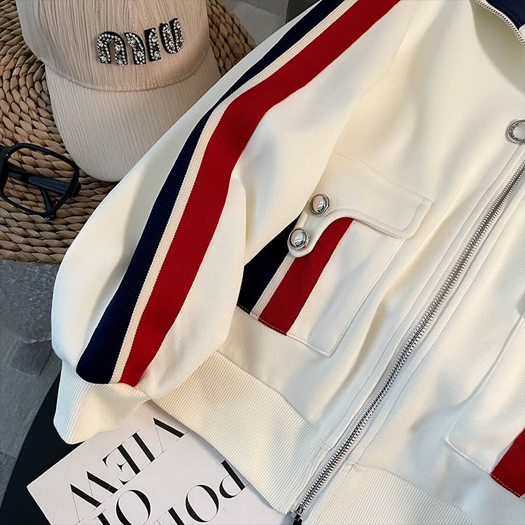 パンツセットアップ サイドラインデザインジップアップジャージ風セットアップ