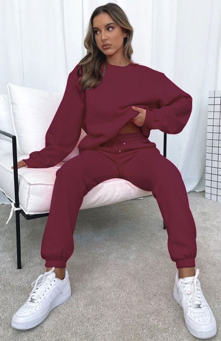 パンツセットアップ 裏起毛スウェット上下セットゆったりワイドパンツルームウェア