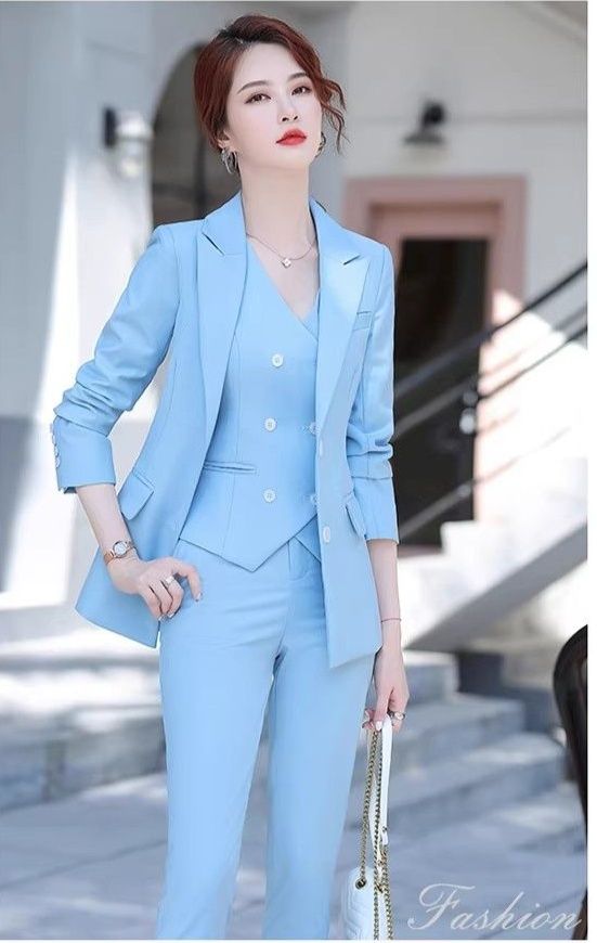 パンツセットアップ 三点式ベスト付きテーラードジャケットパンツセットアップ