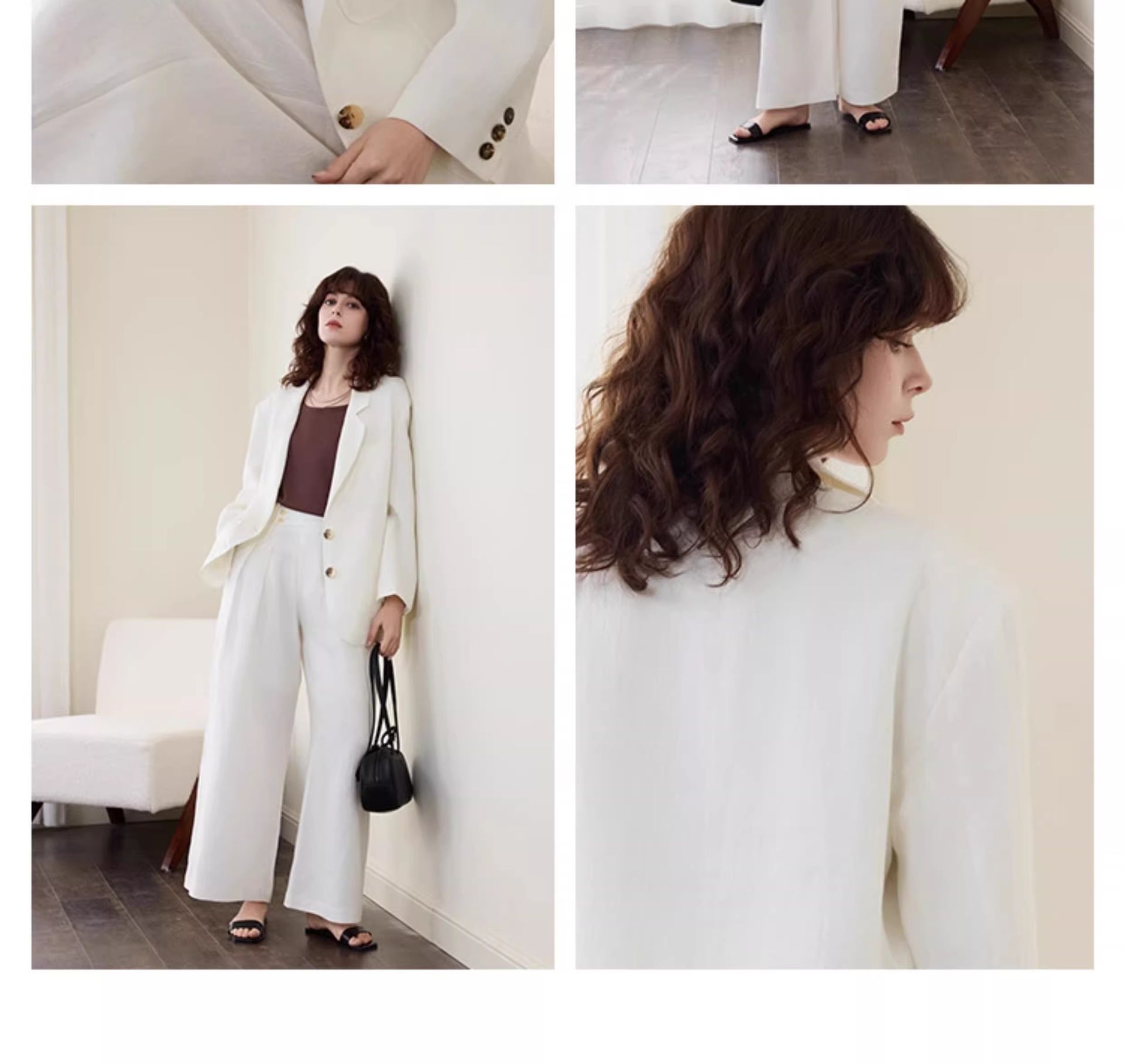 パンツセットアップ ワイド リネンタッチ フォーマルワイドセットアップ