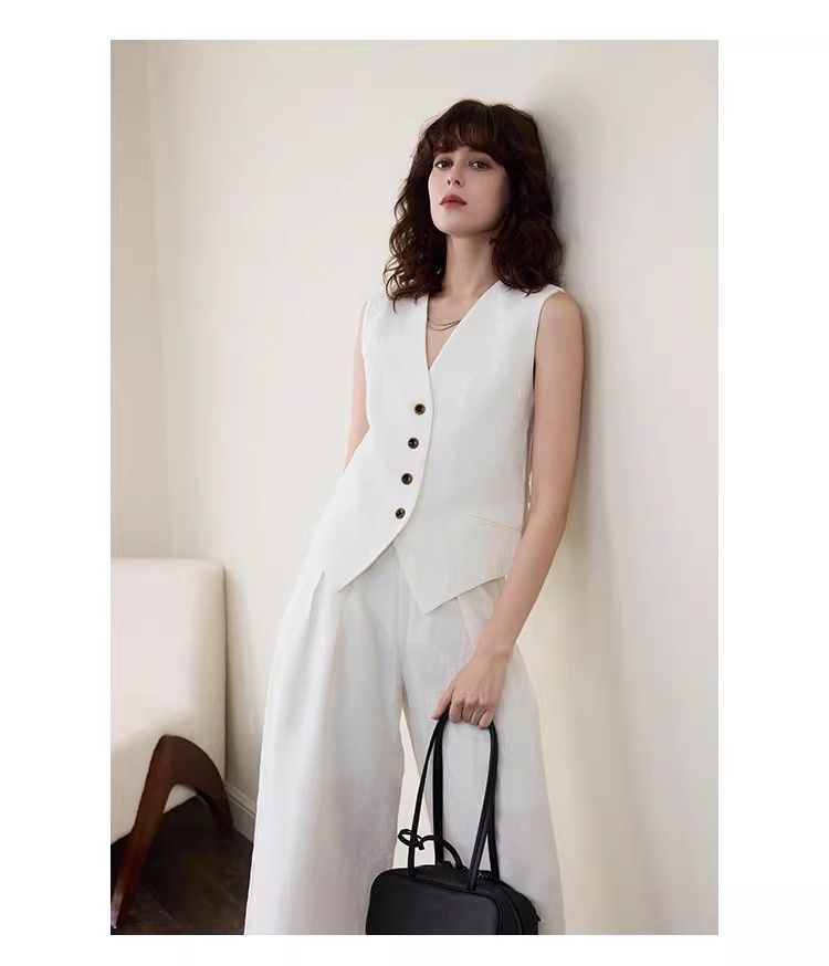 パンツセットアップ ワイド リネンタッチ フォーマルワイドセットアップ