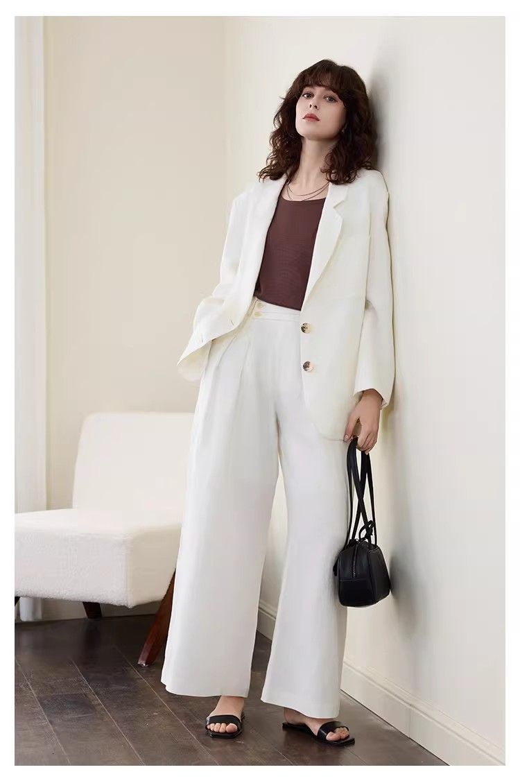 パンツセットアップ ワイド リネンタッチ フォーマルワイドセットアップ
