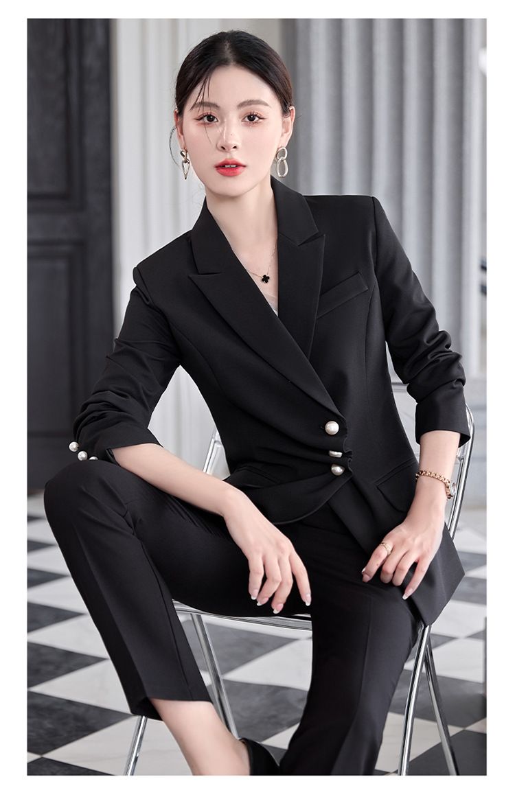 パンツセットアップ パールボタン付きダブルジャケットパンツセットアップ