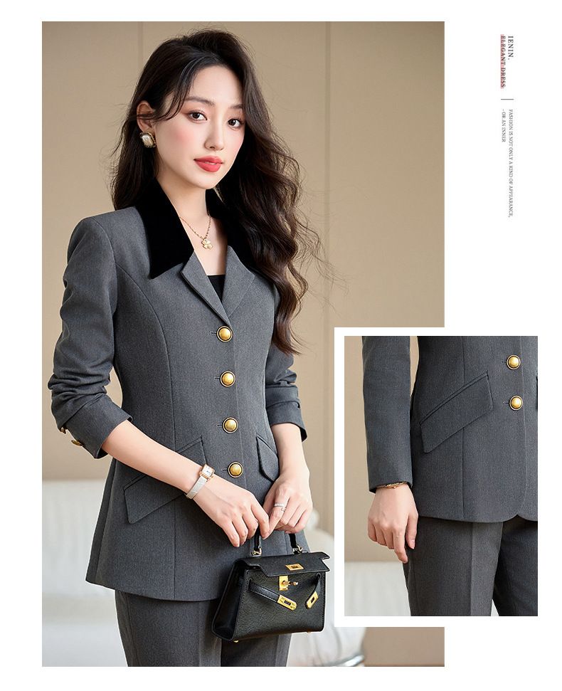 パンツセットアップ 金ボタン装飾テーラードジャケットパンツセットアップ