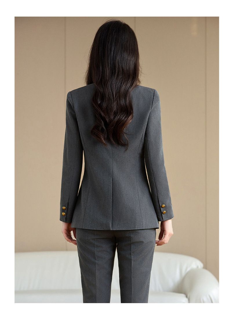 パンツセットアップ 金ボタン装飾テーラードジャケットパンツセットアップ