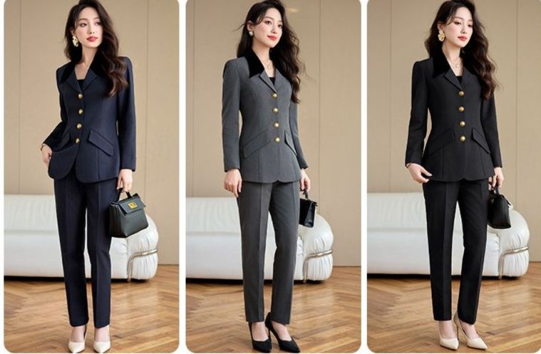 パンツセットアップ 金ボタン装飾テーラードジャケットパンツセットアップ