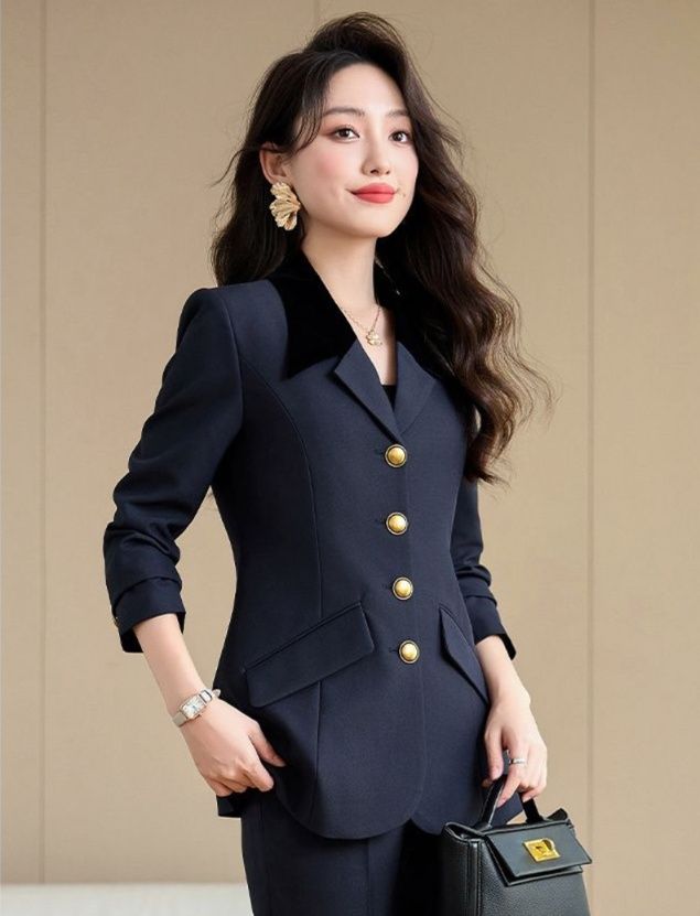 パンツセットアップ 金ボタン装飾テーラードジャケットパンツセットアップ