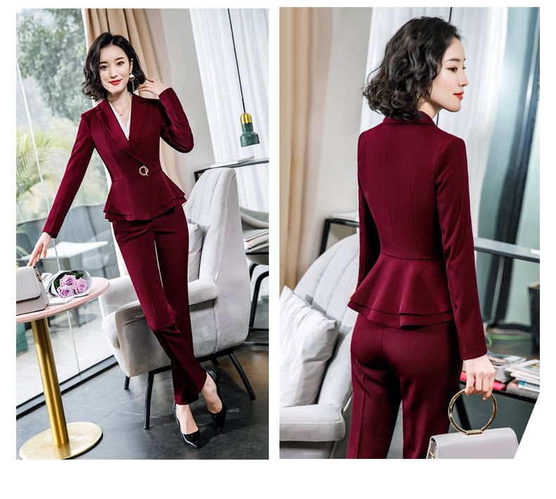 パンツセットアップ ペプラム裾ショールカラージャケットパンツセットアップ