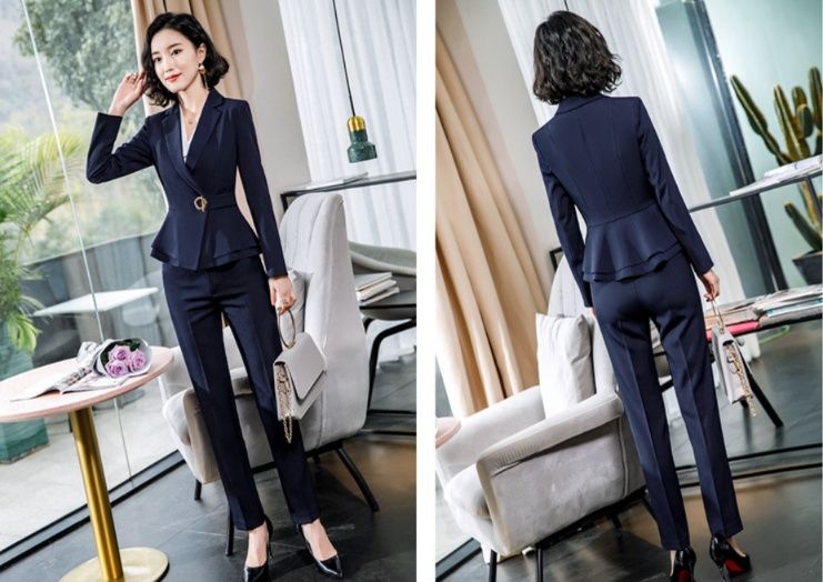 パンツセットアップ ペプラム裾ショールカラージャケットパンツセットアップ