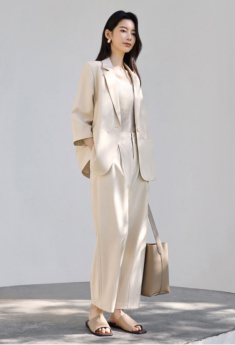 パンツセットアップ テーラードジャケット×ワイドパンツセットアップ