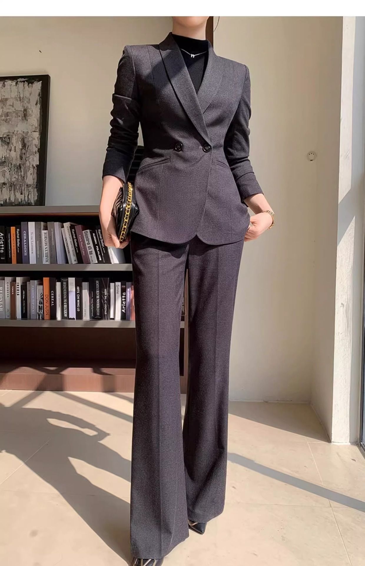 パンツセットアップ 洗練テーラードジャケットワイドパンツセットアップ