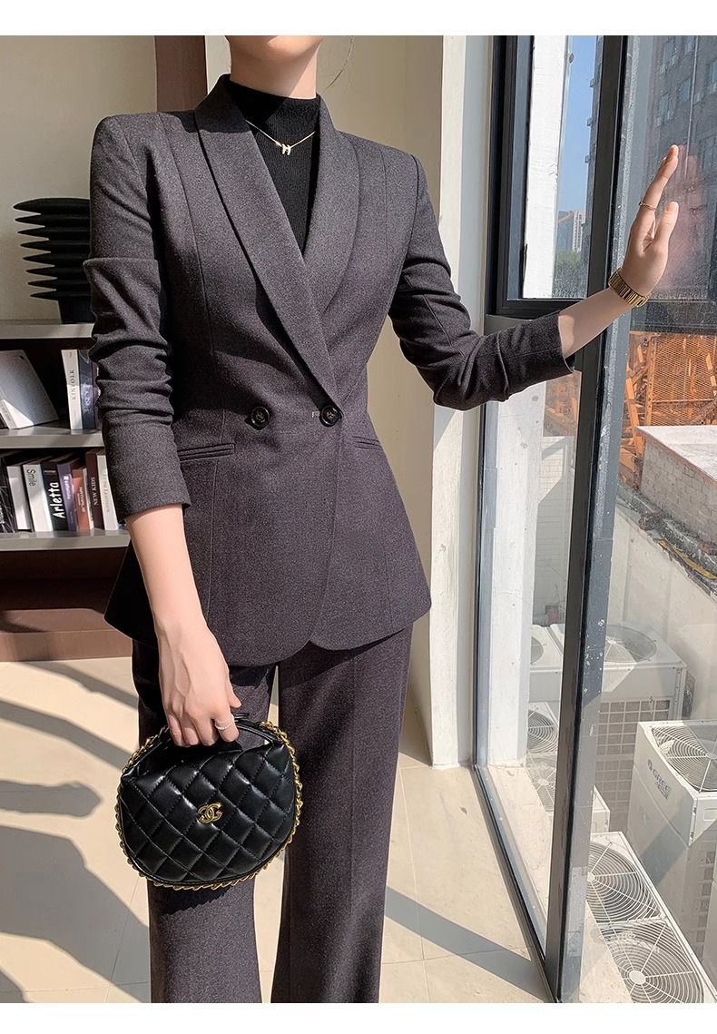 パンツセットアップ 洗練テーラードジャケットワイドパンツセットアップ