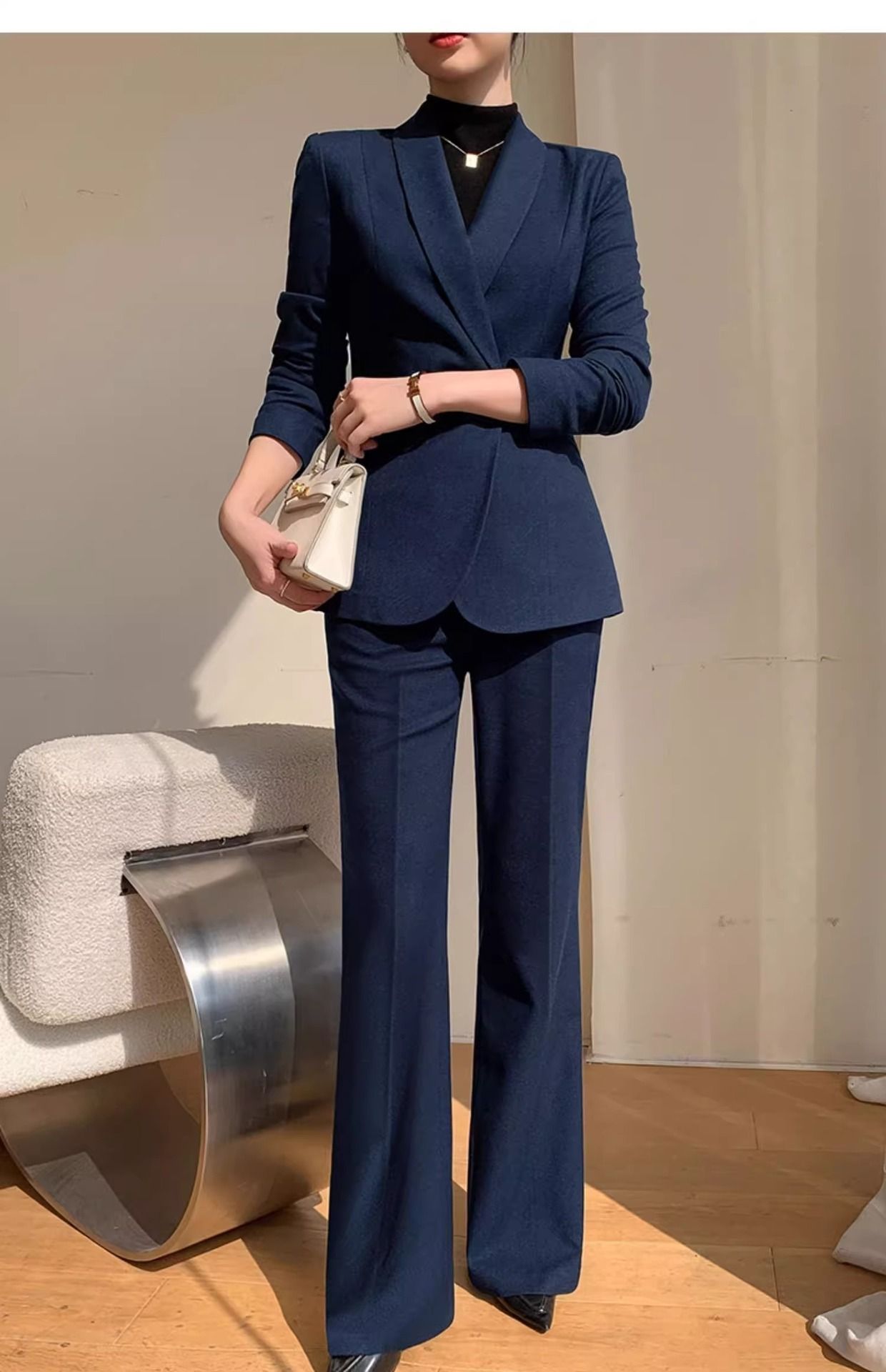 パンツセットアップ 洗練テーラードジャケットワイドパンツセットアップ