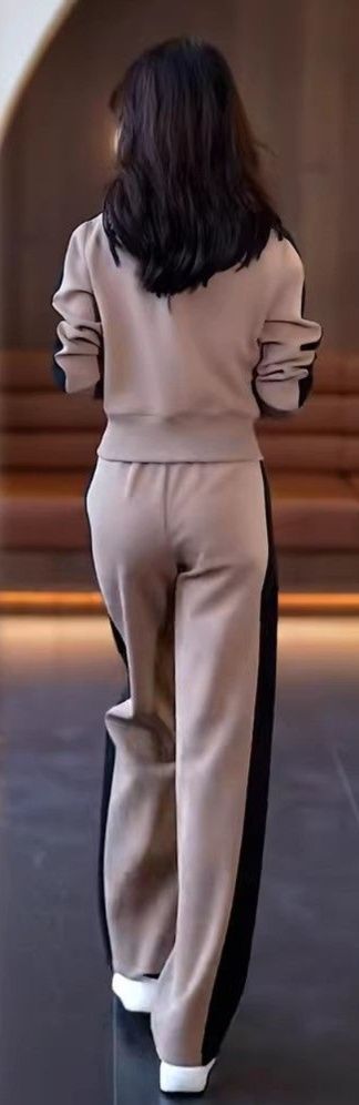 パンツセットアップ 配色切替ジップアップジャケットワイドパンツ上下セット