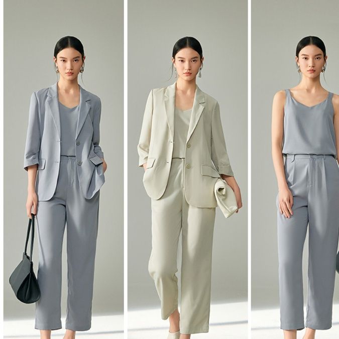 パンツセットアップ 七分袖リラックスパンツセットアップ