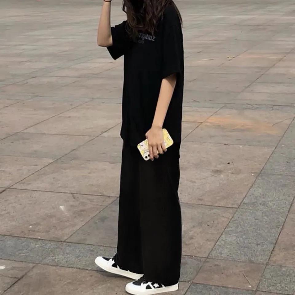 パンツセットアップ ワイド 市松模様バックプリントワイドパンツセット