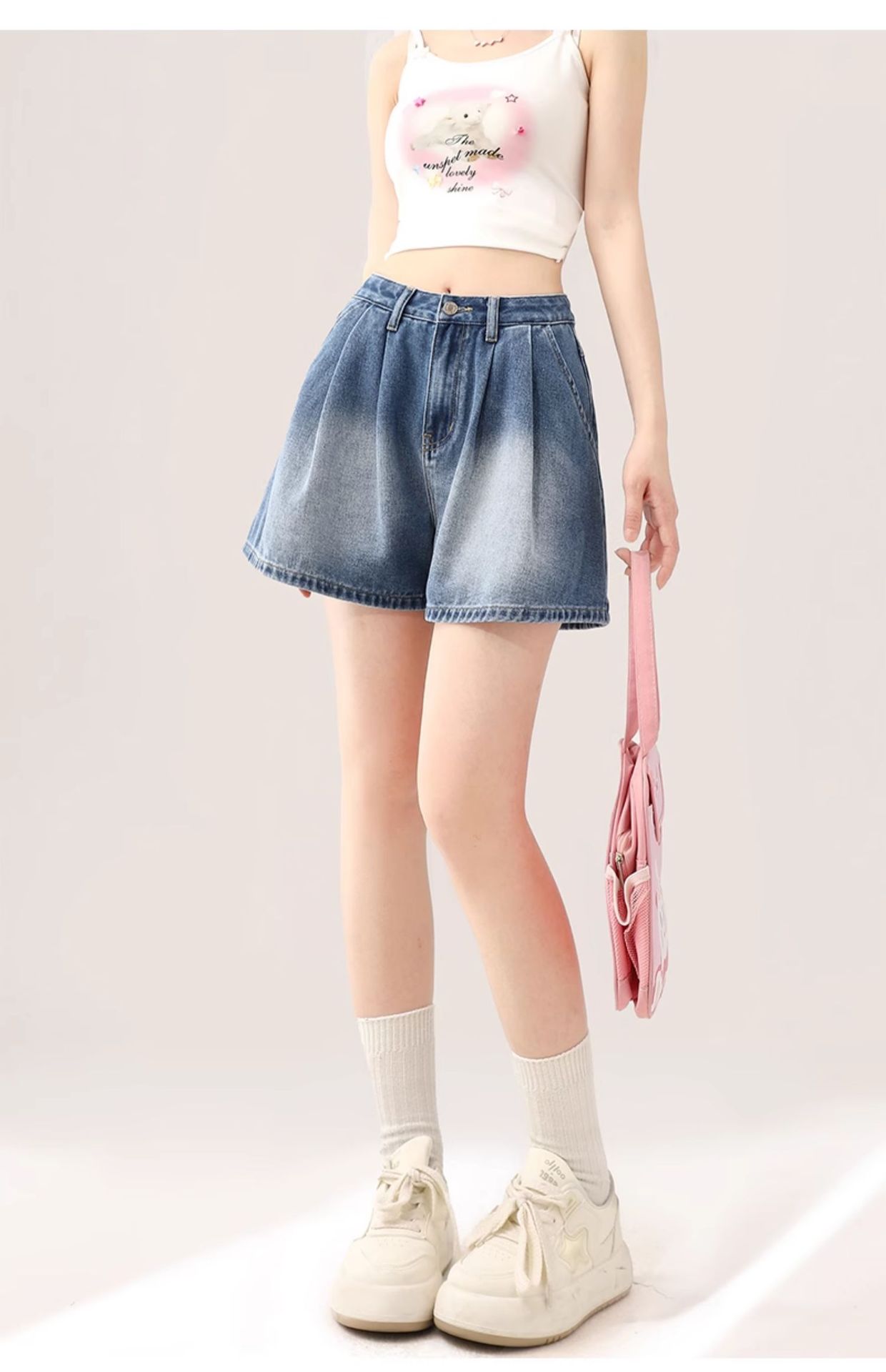 パンツセットアップ フリルデザイン デニムショートパンツ