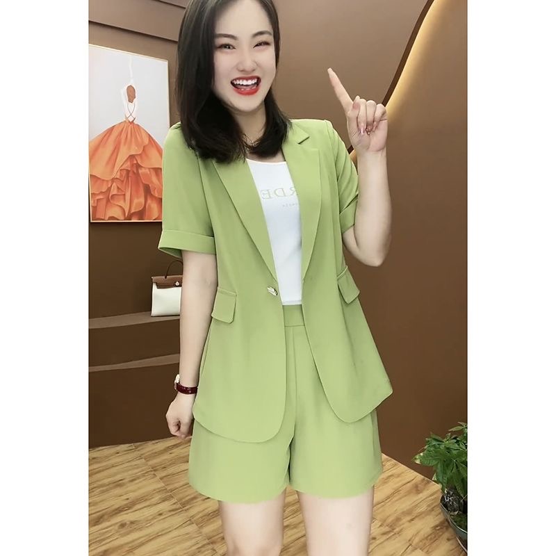 パンツセットアップ ゆったり半袖ジャケットショートパンツセット