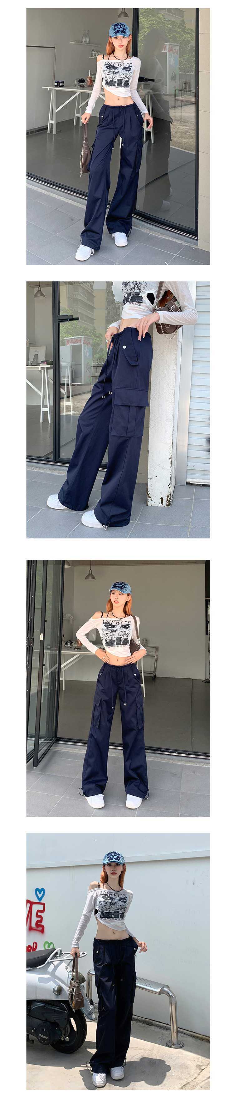 パンツセットアップ 機能的マルチポケットワイドパンツ