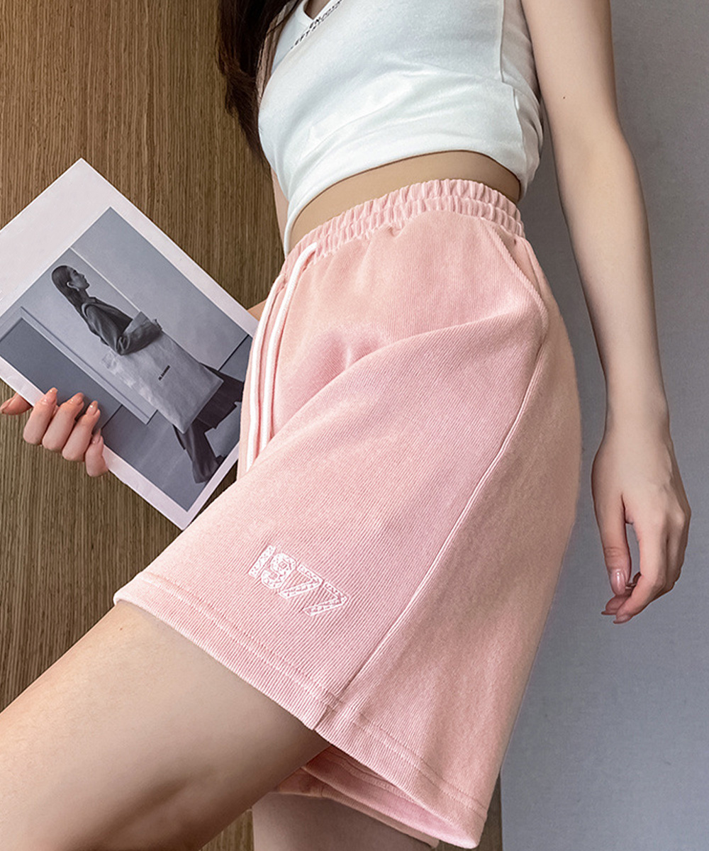 パンツセットアップ ゆったりスウェットショートパンツ 韓国風ワイドシルエット
