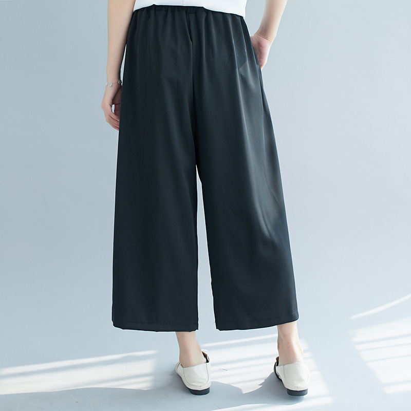 パンツセットアップ 上品な襟付きブラウスとワイドパンツの二点セット