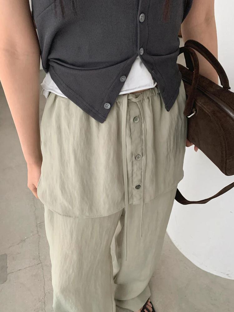 パンツセットアップ レイヤード風ワイドパンツセットアップ