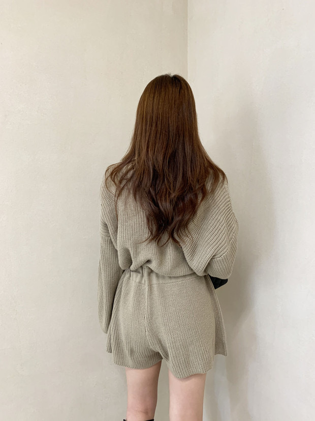 パンツセットアップ 秋冬新作 レディース ニット ショート丈 大人女子 カジュアル