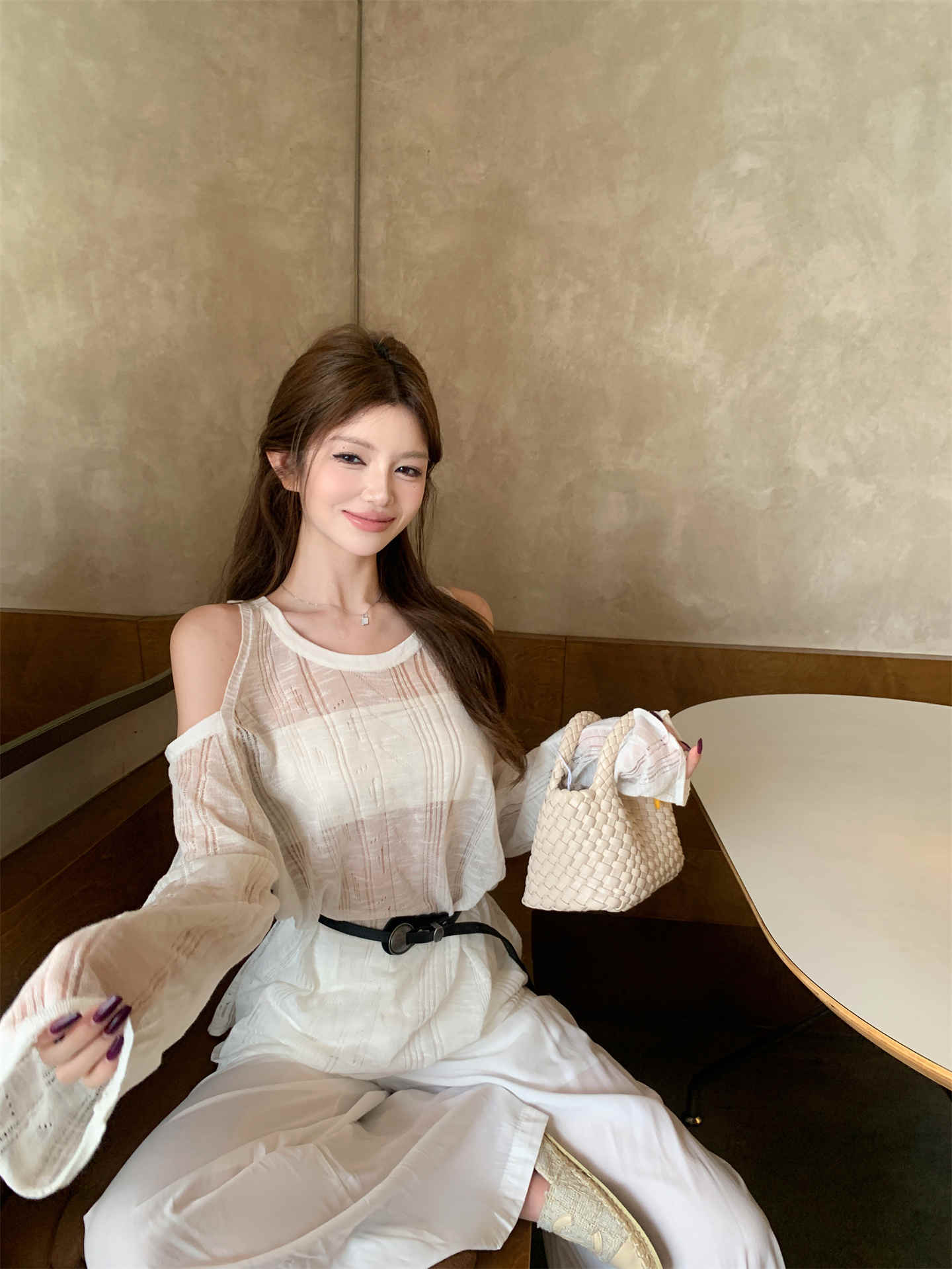 パンツセットアップ 韓国風おしゃれブラウス＆ワイドパンツセット