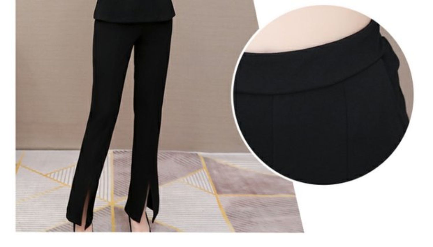 パンツセットアップ 丸襟パイピングトップス＆フレアパンツの上品セット