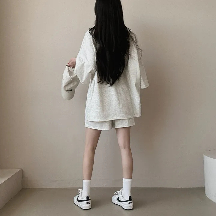 パンツセットアップ ゆったりオーバーサイズ上下セット半袖ショートパンツ