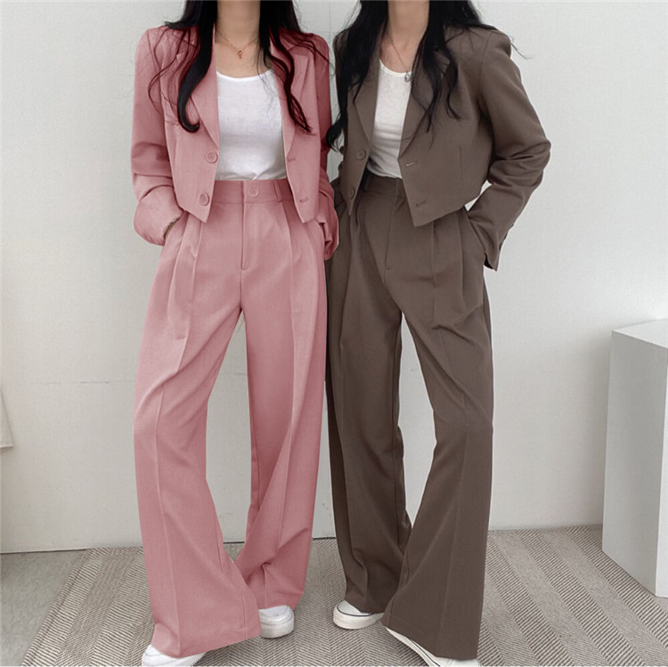パンツセットアップ 上品シルエット ワイドパンツセット