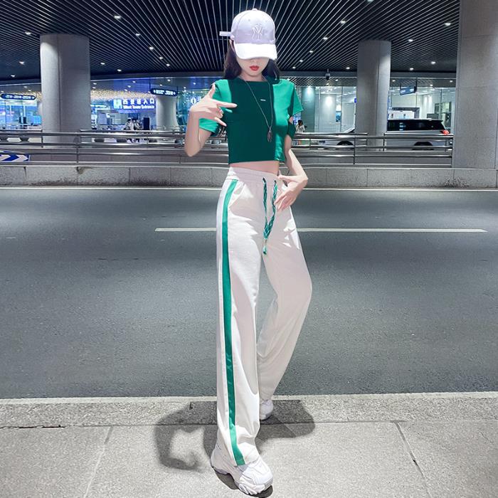 パンツセットアップ スポーティラインワイドパンツセット