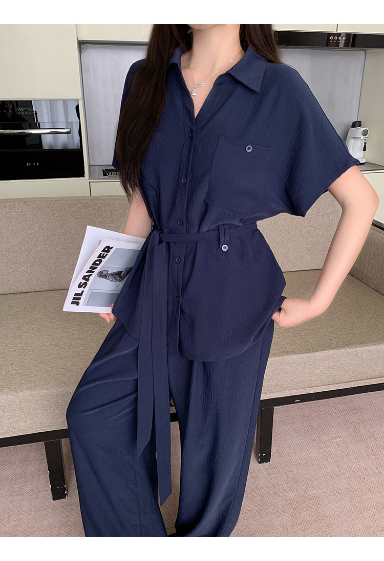 パンツセットアップ 半袖シャツとワイドパンツのセットアップ