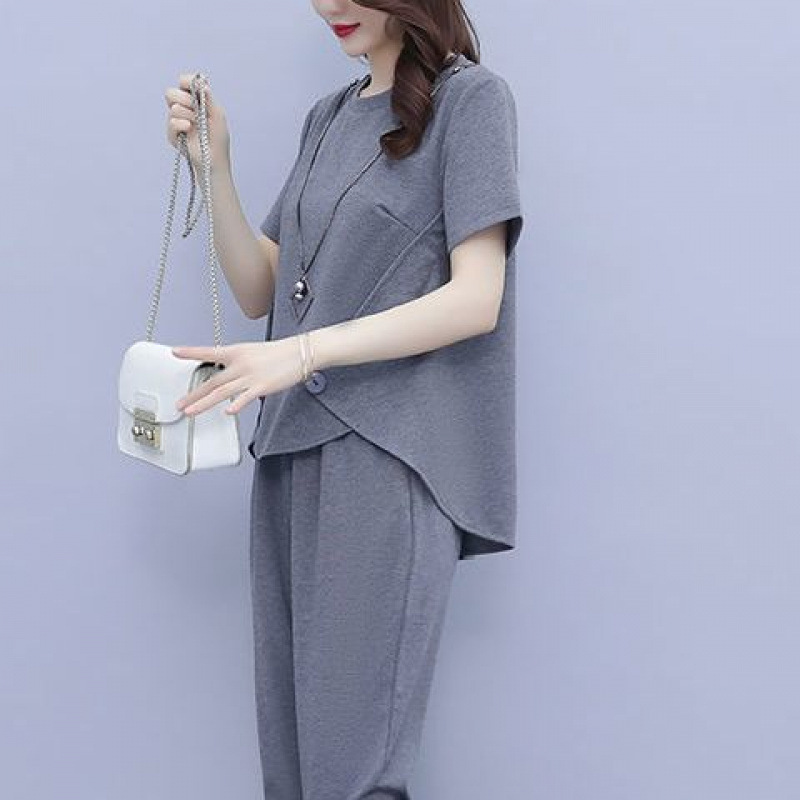 パンツセットアップ 洗練デザイン裾重ねパンツセット