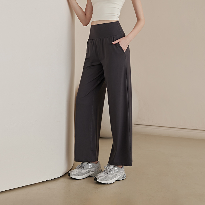 パンツセットアップ ハイウエストストレッチワイドパンツ