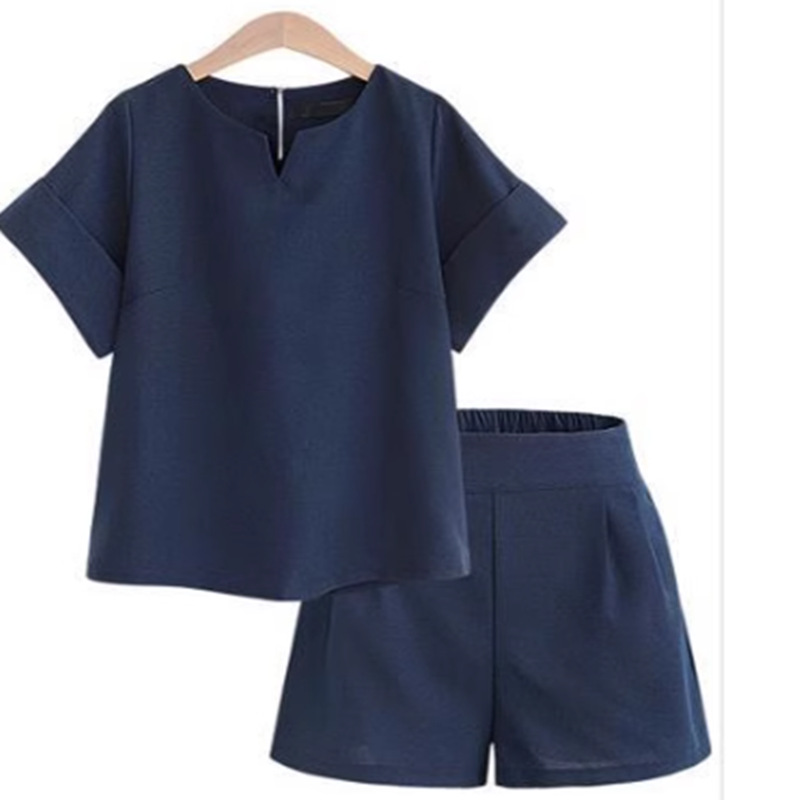 パンツセットアップ キーネック袖折りセットアップ