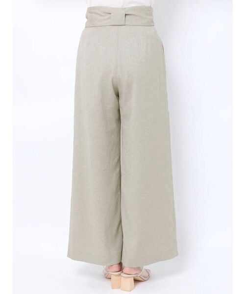 パンツセットアップ リボン付きハイウエストワイドパンツ