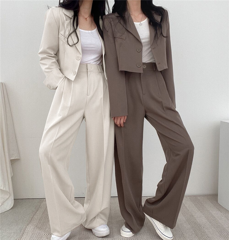 パンツセットアップ 上品シルエット ワイドパンツセット