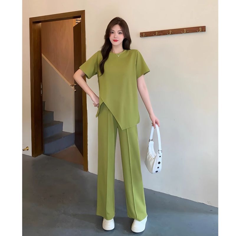 パンツセットアップ アシンメトリーデザインワイドパンツセット