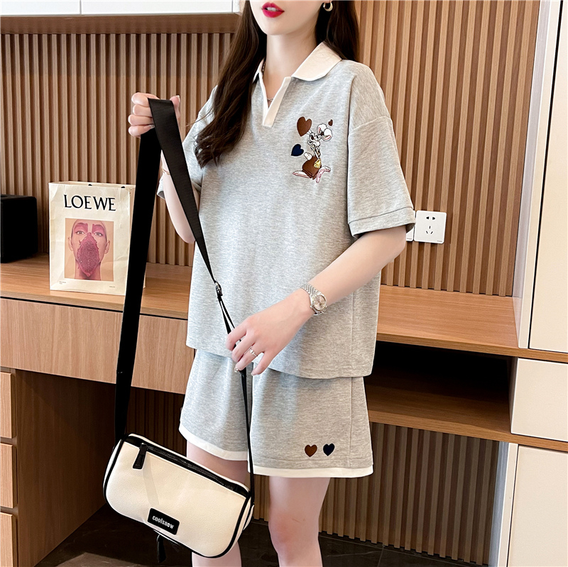 パンツセットアップ ショート キャラクター刺繍スキッパーパンツセット