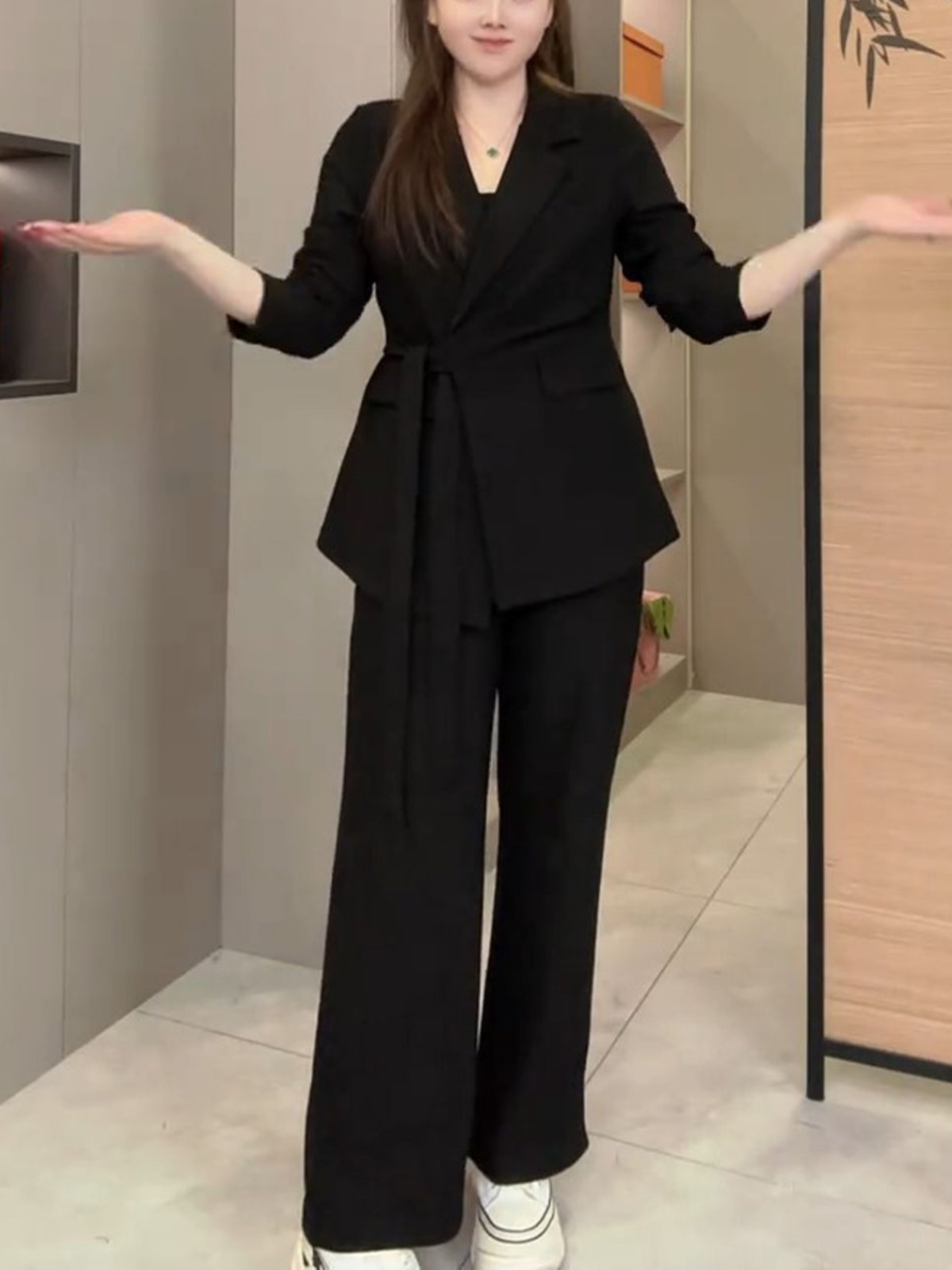 パンツセットアップ フォーマル 優美な結び目ジャケットパンツセット