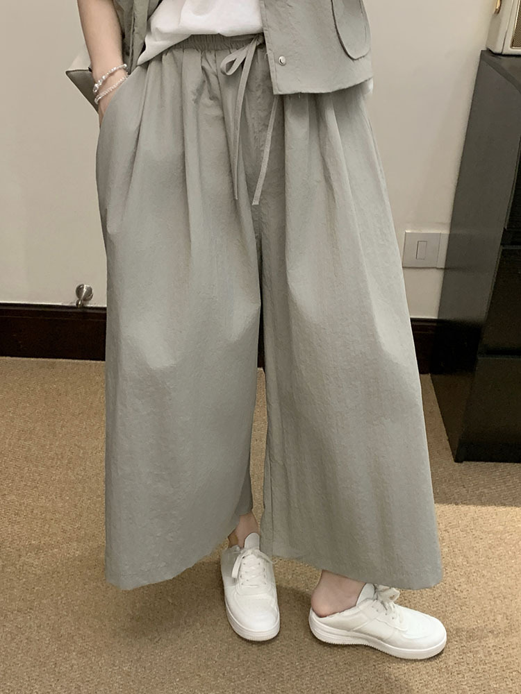 パンツセットアップ ゆったりベスト風ワイドパンツセット
