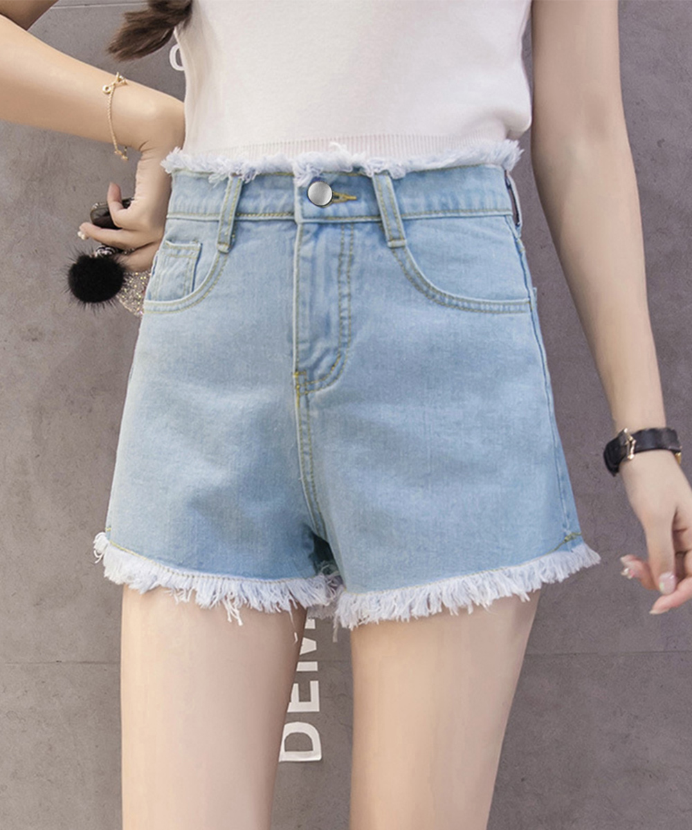 パンツセットアップ レディース デニム ショートパンツ 裾フリンジ 短パン
