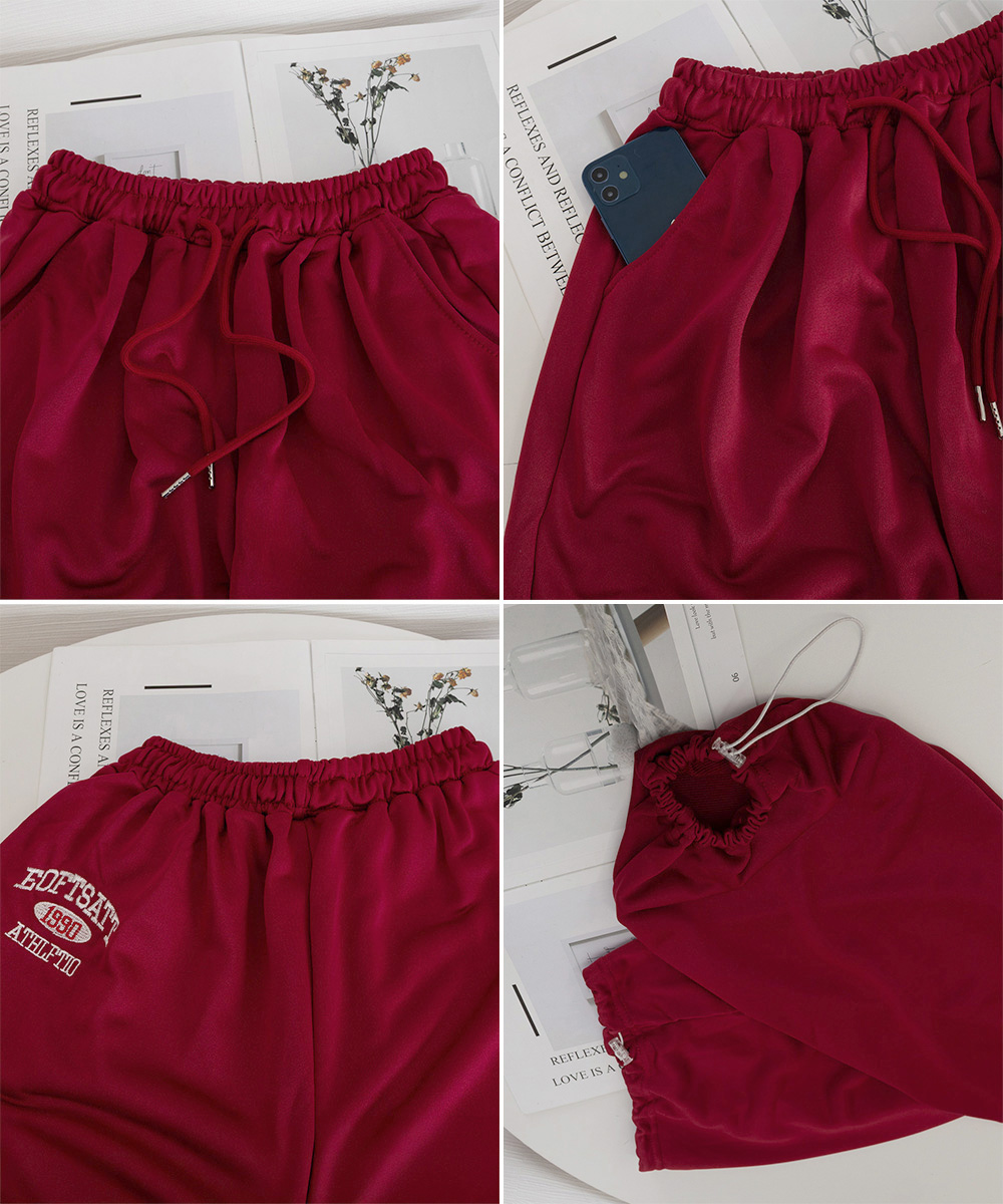 パンツセットアップ カレッジ風ロゴ 上下ワイド組み合わせ