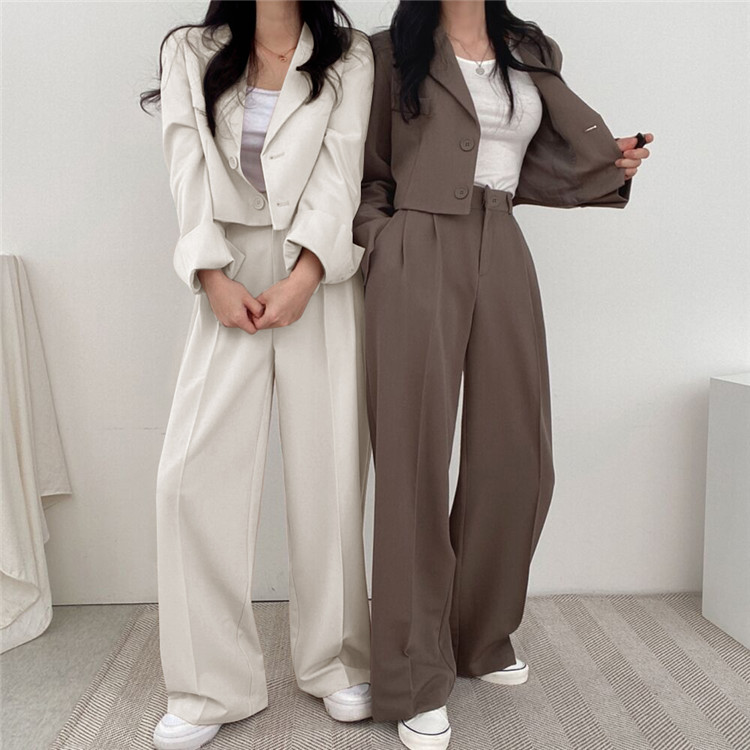 パンツセットアップ 上品シルエット ワイドパンツセット