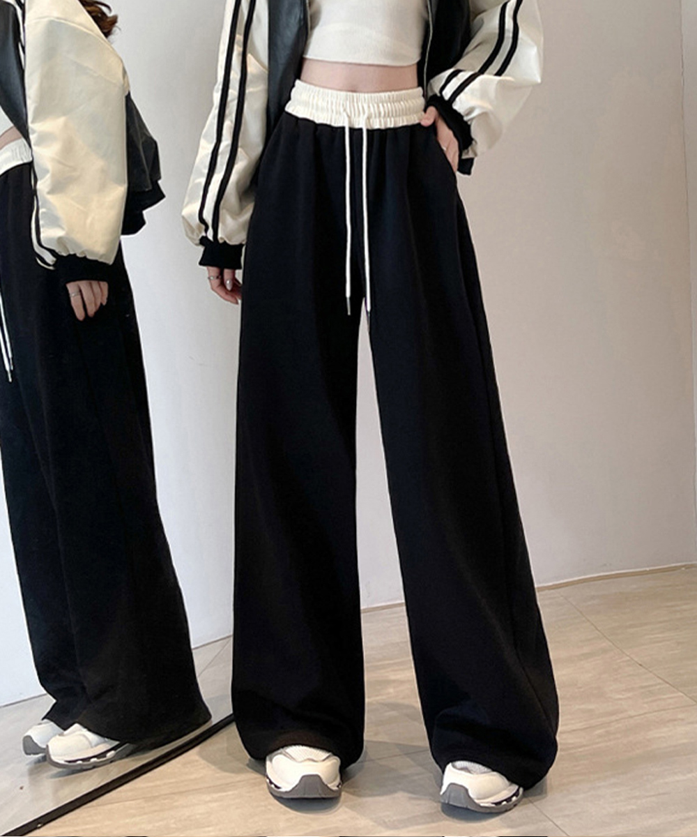 パンツセットアップ レディース ワイド スウェットパンツ ゆったり楽ちん