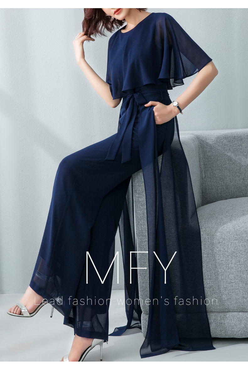 パンツセットアップ シフォン重ね華麗パンツセットアップ