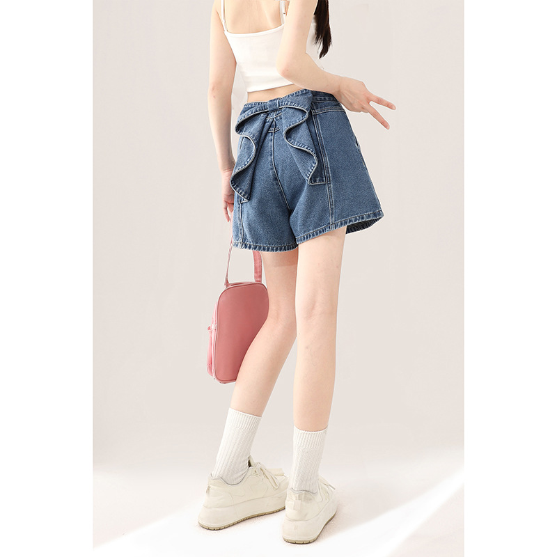 パンツセットアップ フリルデザイン デニムショートパンツ