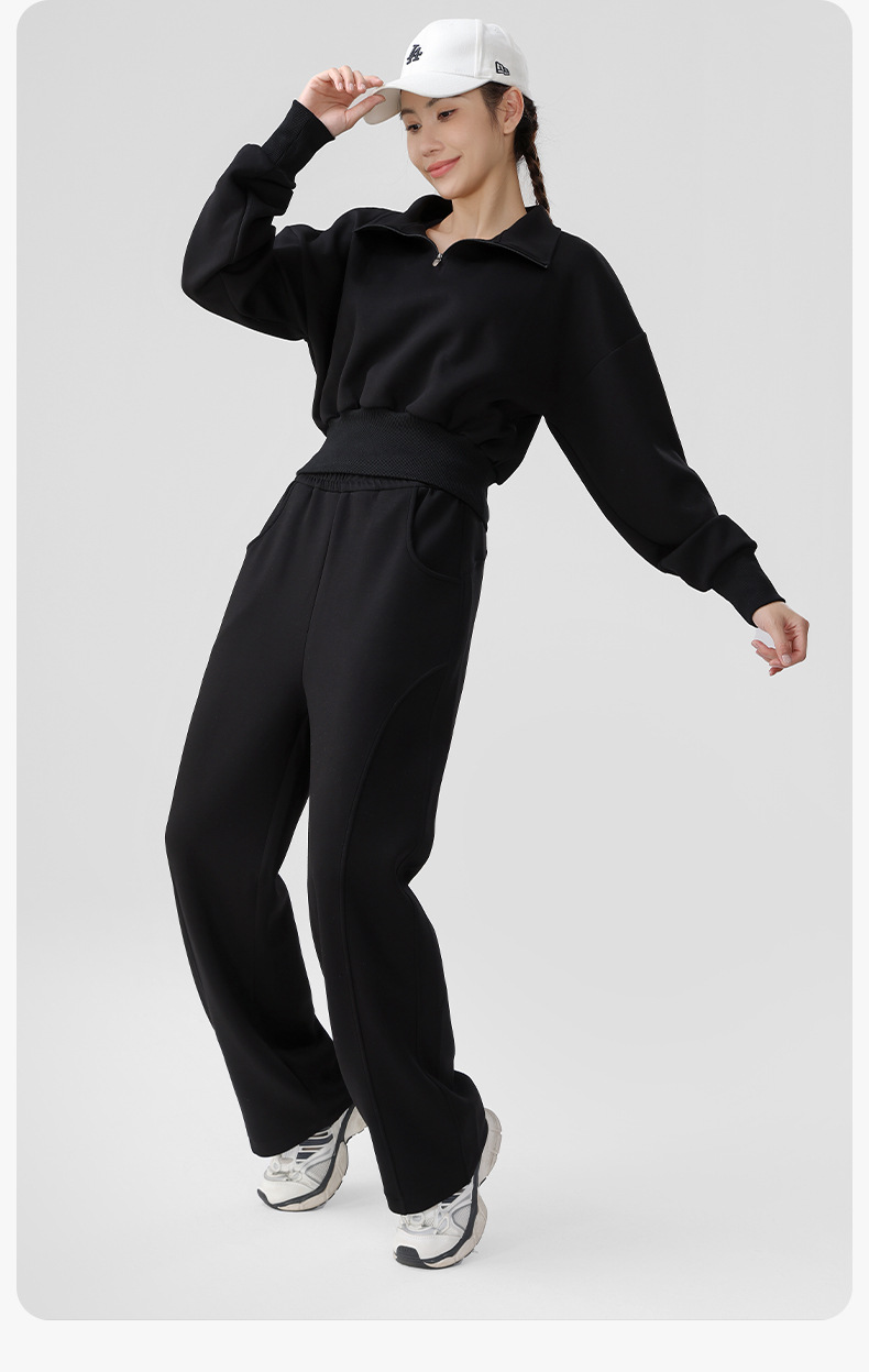 パンツセットアップ ハーフジップ ゆったりパンツセット